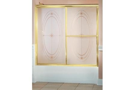 Sterling 5907-59PB Deluxe Bath Door 56-1/4H x 54-3/8 - 59-3/8W Smooth Glass Ellipse Pattern Polish