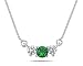 Emerald and Diamond Three Stone Pendant in 14K White Gold