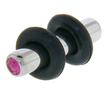8 Gauge RED Cubic Zirconia Stainless Steel BULLET Plug