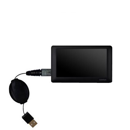 Retractable USB Cable for the Cowon O2PMP Flash with Power Hot Sync and Charge capabilities - uses Gomadic TipExchange Technology
