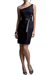 Cocktail Short One Shoulder Lace Open-Back Homecoming Dress/Bridesmaid Dress/Party Dress/Mini Dress 