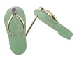 Light Green Jade Flip-Flop Single Diamond Strap Sandal Earrings, 14k Gold