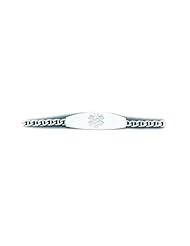 Sterling Silver Medical Alert ID Mariner Chain Bracelet - Length 8 Inch
