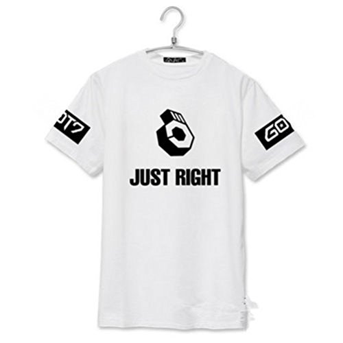 KPOP GOT7 Tshirt The 3rd Mini Album Just Right JB Jr T-shirt Tee (White, M)