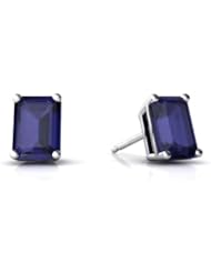 Genuine Sapphire 14kt White Gold Stud Earrings