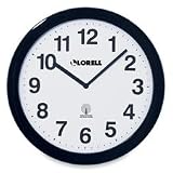 Lorell Products - Wall Clock, 12", Arabic Numerals, White Dial/Black Frame - Sold as 1 EA - Round profile wall clock is radio-controlled so the setting is modified each day to that of the atomic clock, accurate to one second per million years. The clock automatically adjusts to Daylight Saving Time. Design features an easy-to-read white dial and black Arabic numerals. Clock runs on one AA battery (sold separately).