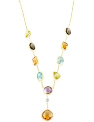 14 Karat Yellow Gold Multi Semi-precious Stones Citrine Drop Necklace (17 inch)