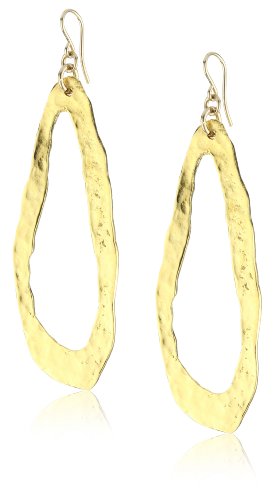 Devon Leigh Long Hammered 18k Gold Dipped Hoop Earrings