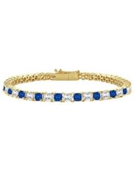 Sapphire and Diamond Tennis Bracelet with 4.00 CT TGW on 14K Yellow Gold