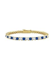Sapphire and Diamond Tennis Bracelet with 4.00 CT TGW on 18K Yellow Gold