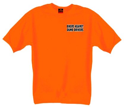 Hot leathers bikers against dumb drivers t-shirt (safety orange, …