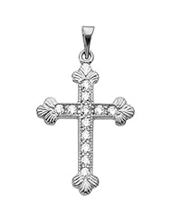14k White Gold Diamond Cross Pendant