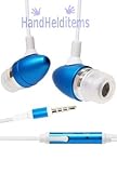 GTMax Blue 3.5mm Metal Stereo Headset Handsfree Soft Gel Earbud with Microp ....