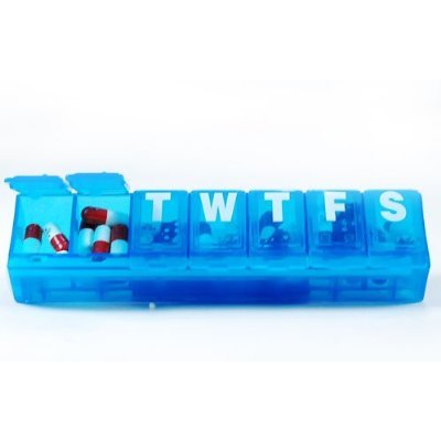 Adult-lock 7-day Locking Pill Reminder (Cwv) Small 4.5 Inches L X1 Inches W X 3/8 Inches H - Holds 6 Aspirin PER Compartment Color Will Very