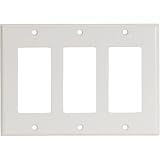 Leviton 80411-W 3-Gang Decora/GFCI Device Decora Wallplate, Standard Size, Thermoset, Device Mount, White