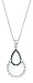 Sterling Silver Black and White Diamond Drop Necklace
