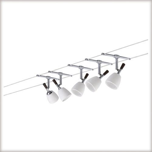 Paulmann 97611 Wire System Mix 105 5x20W GU5,3 chrom/Keramik 230V/12V 105VA Alu/Keramik