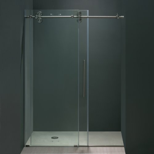 VIGO VG6041STCL4874 Frameless Tempered Glass Sliding, Steel