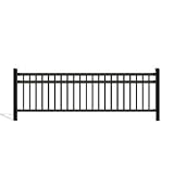 Wrought Iron Deck Fence Railing - 5 ft High x 8 ft Long. 3 Rail, Powder Coated Tubular Steel