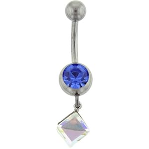 Pugster Mothers Day Gifts Belly Button Rings Prism Dangle Fashion September Belly Navel Ring Body Jewelry
