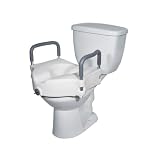 Drive Medical Deluxe Elevated Raised Toilet Seat with Removable Padded Arms, White