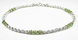 PERIDOT Sterling Silver Gemstone Ankle Bracelets: Handmade Jewelry with Adjustable 1 Inch Extension
