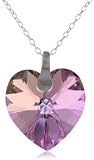Sterling Silver Colored Swarovski Crystallized Elements Heart Pendant Necklace, 18"