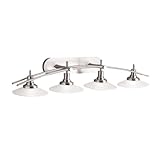 IMAGE OF Kichler Lighting 6464NI Structures 4-Light Halogen Wall Mount Bath Strip, Brushed Nickel with Satin-Etched Glass