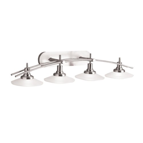 Kichler Lighting 6464NI Structures 4-Light Halogen Wall Mount Bath Strip, Brushed Nickel with Satin-Etched Glass