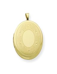 Genuine .925 Gold Plated Sterling Silver 20mm Satin & D/C Fancy Oval Locket. 100% Satisfaction Guaranteed.