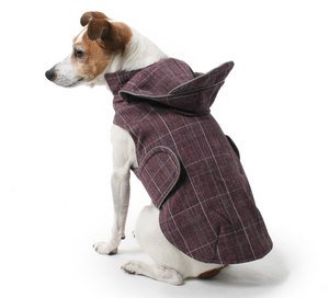 Fleece Lined Dog Raincoat with Detachable Hood-12-BEET_TWILL