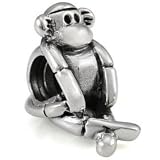 OHM Sterling Silver Sock Monkey Bead fits European Charm Bracelet