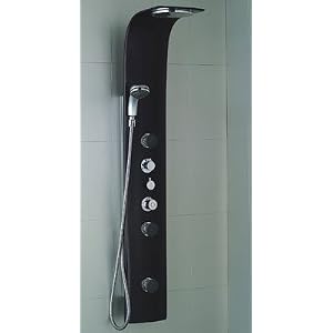 Bimma Thermostatic Acrylic Arched Shower Panel with Handspray and Three Body Jets - Black