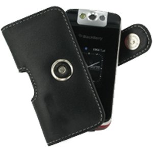 Leather Horizontal Pouch Type Case for BlackBerry Pearl Flip 8220 (Black)