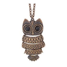 Copper Metal Hinged Owl Necklace