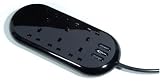 Philex, 6-Way Surge Protected HOME PowerBase In Piano Black 1m