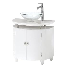 Moderna Half moon Sink Cabinet With Glass Basin, GLS BSN WD DRS, WHITE by Home Decorators Collection