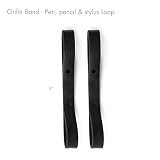 Grifiti Band Joes Pen Pencil Stylus Loop 9 Inch 2 Pack Silicone Rubber Notebook Notepad Journal Case Strap Holder (black)