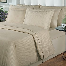 Organic Cotton 300 tc Woven Stripe King Duvet Cover Set
