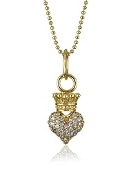King Baby 18K Vermeil 3D Baby Pave Cubic-Zirconia Crowned Heart Pendant Necklace