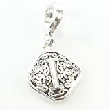 DaVinci Silver Alphabet Letter I Dangle European/Memory Charm Double Sterling Layered Bead - Fits Pandora Bracelets