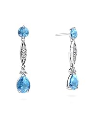 Genuine Blue Topaz 14kt White Gold Dangle Drop Earrings