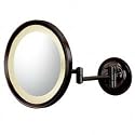 Lighted Round Wall Mounted 5X Mirror, Hard Wired, Dark Bronze