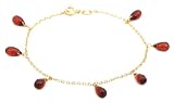 14k Yellow Gold, January Birthstone, Garnet Briolette Bracelet, 7.25"
