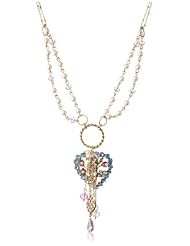 Betsey Johnson "Hanging Hearts Boost" Crystal and Faux Pearl Heart Pendant Necklace, 27"