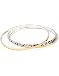 Lois Hill "Two-Tone Open Scroll" 3 Stack Bangle Set