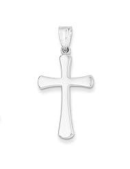 14k White Gold Hollow Cross Pendant