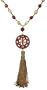 Carnelian and Citrine Necklace with Serpentine Pendant, 17"
