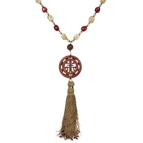 Carnelian and Citrine Necklace w  Serpentine Pendant, 17 by Amazon.com Collection