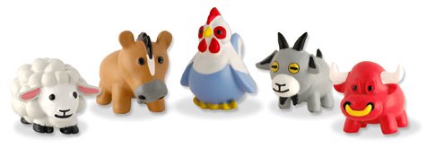 Sqwishland Barnyard Farm Animals - Set of 5 With Game Codes